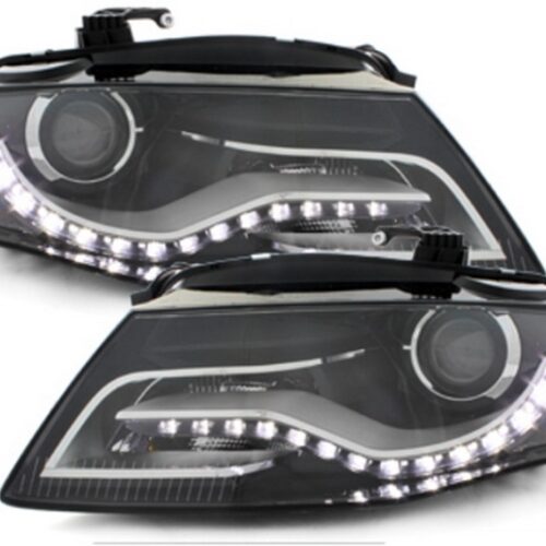 LED DRL -ajovalot Audi A4 B8 8K (04.2008-2011) mustilla päiväajovaloilla