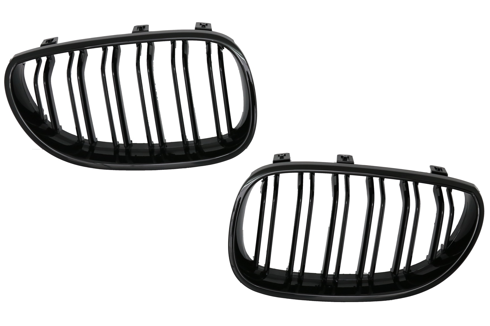 NordicParts | | Central Kidney Grilles suitable for BMW 5 Series E60 E61 (2003-2009) Double Stripe M Design Piano Black